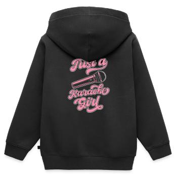 Karaoké Juste une fille de karaoké - Sweat Premium à capuche zippé enfant bio - noir - Dos - AI Model Kid Male (0cm)