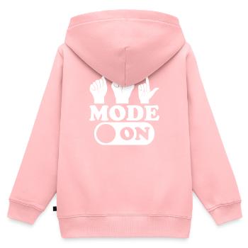 Professeur d’ASL Langue des signes américaine - Sweat Premium à capuche zippé enfant bio - rose - Dos - AI Model Kid Female (0cm)