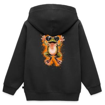 Ästhetischer Frosch Frösche für einen Frosch - Kinder Premium Organic Zip Hoodie - Schwarz - Hinten - AI Model Kid Male (0cm)
