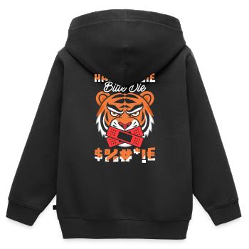 Tiger Halten Sie Bitte Die Fresse - Kinder Premium Organic Zip Hoodie - Schwarz - Hinten - AI Model Kid Male (0cm)