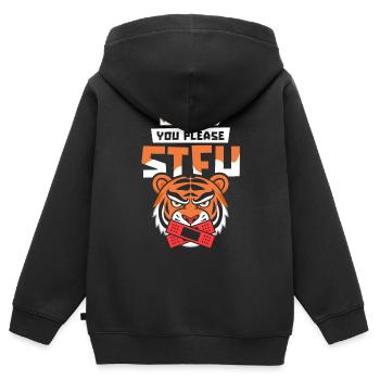 Tiger Stfu Would You Please Shut Up - Kids Premium Organic Zip-up Hoodie - black - Back - AI Model Kid Male (0cm)