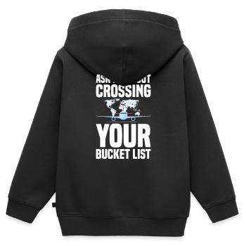 Commis au tourisme Agence de voyages - Sweat Premium à capuche zippé enfant bio - noir - Dos - AI Model Kid Male (0cm)