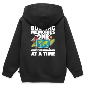 Commis au tourisme Agence de voyages - Sweat Premium à capuche zippé enfant bio - noir - Dos - AI Model Kid Male (0cm)