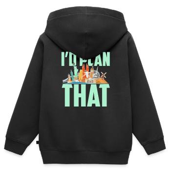 Commis au tourisme Agence de voyages - Sweat Premium à capuche zippé enfant bio - noir - Dos - AI Model Kid Male (0cm)