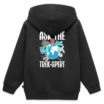 Commis au tourisme Agence de voyages - Sweat Premium à capuche zippé enfant bio - noir - Dos - AI Model Kid Male (0cm)