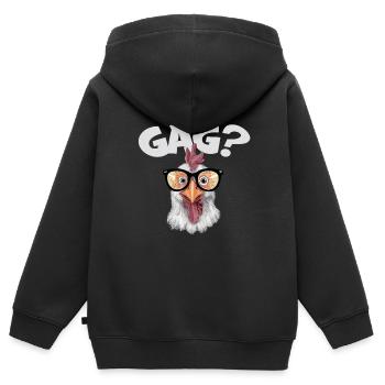 Lustige Henne mit Sonnenrbrille GAG - Kinder Premium Organic Zip Hoodie - Schwarz - Hinten - AI Model Kid Male (0cm)
