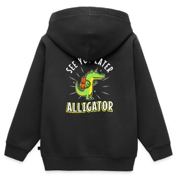 À plus tard Alligator - Sweat Premium à capuche zippé enfant bio - noir - Dos - AI Model Kid Male (0cm)