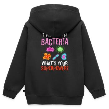 Je joue avec les bactéries - Sweat Premium à capuche zippé enfant bio - noir - Dos - AI Model Kid Male (0cm)