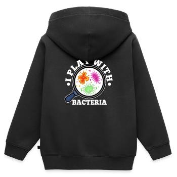 Je joue avec les bactéries - Sweat Premium à capuche zippé enfant bio - noir - Dos - AI Model Kid Male (0cm)