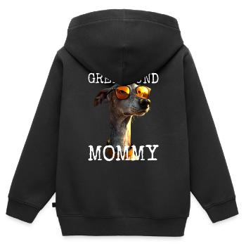 Greyhound Mommy Hunde Mama Muttertag Mom Windhund - Kinder Premium Organic Zip Hoodie - Schwarz - Hinten - AI Model Kid Male (0cm)
