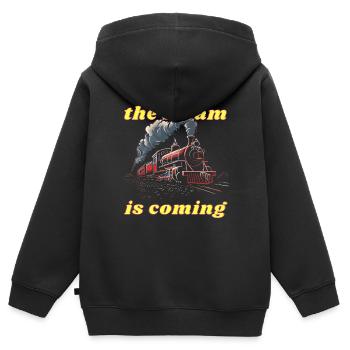 Der Dampf kommt - Kinder Premium Organic Zip Hoodie - Schwarz - Hinten - AI Model Kid Male (0cm)