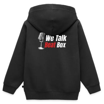 On parle de beatbox, de beatboxing, de batteur, de hip-hop - Sweat Premium à capuche zippé enfant bio - noir - Dos - AI Model Kid Male (0cm)