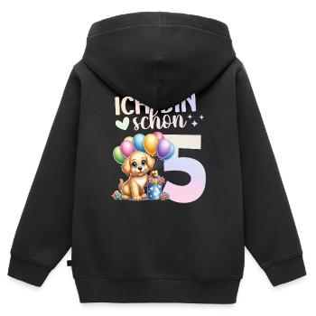 Geburtstag 5 Mädchen Hund Süß Fünfter 5 Jahre alt - Kinder Premium Organic Zip Hoodie - Schwarz - Hinten - AI Model Kid Male (0cm)
