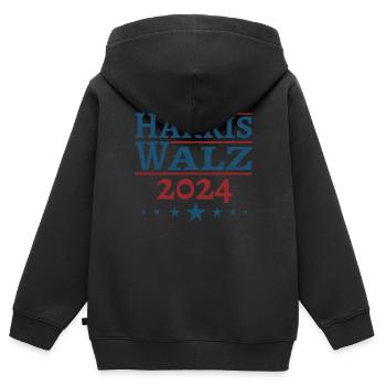 Harris Walz 2024 - Kinder Premium Organic Zip Hoodie - Schwarz - Hinten - AI Model Kid Male (0cm)