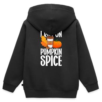 Citrouille Épices Latte Automne Halloween Citrouille Épices Épices - Sweat Premium à capuche zippé enfant bio - noir - Dos - AI Model Kid Male (0cm)