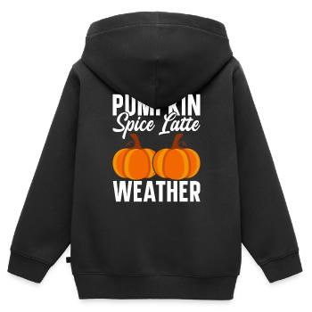 Citrouille Épices Latte Automne Halloween Citrouille Épices Épices - Sweat Premium à capuche zippé enfant bio - noir - Dos - AI Model Kid Male (0cm)