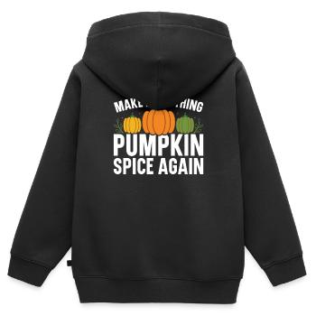 Citrouille Épices Latte Automne Halloween Citrouille Épices Épices - Sweat Premium à capuche zippé enfant bio - noir - Dos - AI Model Kid Male (0cm)