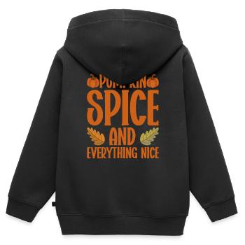 Citrouille Épices Latte Automne Halloween Citrouille Épices Épices - Sweat Premium à capuche zippé enfant bio - noir - Dos - AI Model Kid Male (0cm)