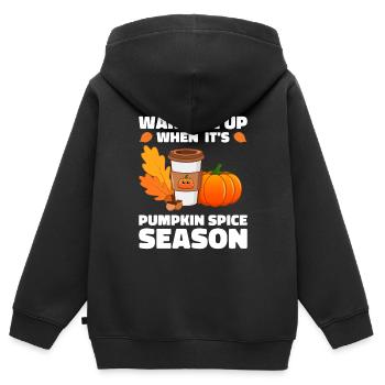Citrouille Épices Latte Automne Halloween Citrouille Épices Épices - Sweat Premium à capuche zippé enfant bio - noir - Dos - AI Model Kid Male (0cm)