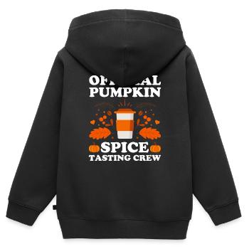 Citrouille Épices Latte Automne Halloween Citrouille Épices Épices - Sweat Premium à capuche zippé enfant bio - noir - Dos - AI Model Kid Male (0cm)