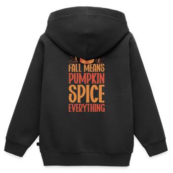 Citrouille Épices Latte Automne Halloween Citrouille Épices Épices - Sweat Premium à capuche zippé enfant bio - noir - Dos - AI Model Kid Male (0cm)