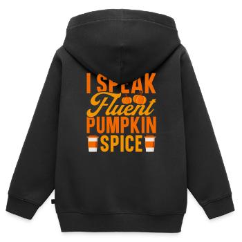 Citrouille Épices Latte Automne Halloween Citrouille Épices Épices - Sweat Premium à capuche zippé enfant bio - noir - Dos - AI Model Kid Male (0cm)