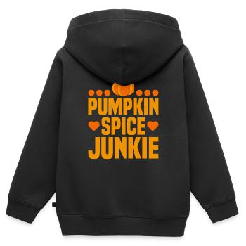 Citrouille Épices Latte Automne Halloween Citrouille Épices Épices - Sweat Premium à capuche zippé enfant bio - noir - Dos - AI Model Kid Male (0cm)
