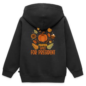 Citrouille Épices Latte Automne Halloween Citrouille Épices Épices - Sweat Premium à capuche zippé enfant bio - noir - Dos - AI Model Kid Male (0cm)