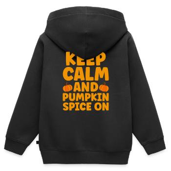Citrouille Épices Latte Automne Halloween Citrouille Épices Épices - Sweat Premium à capuche zippé enfant bio - noir - Dos - AI Model Kid Male (0cm)