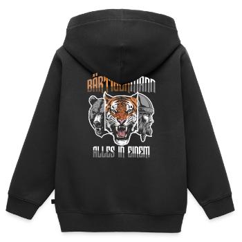 Bärtigermann alles in einem Wikinger - Kinder Premium Organic Zip Hoodie - Schwarz - Hinten - AI Model Kid Male (0cm)