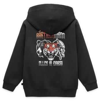Bärtigermann alles in einem Wikinger - Kinder Premium Organic Zip Hoodie - Schwarz - Hinten - AI Model Kid Male (0cm)