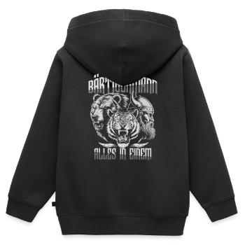 Bärtigermann alles in einem Wikinger - Kinder Premium Organic Zip Hoodie - Schwarz - Hinten - AI Model Kid Male (0cm)