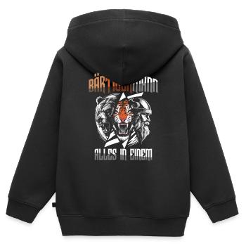 Bärtigermann alles in einem Wikinger - Kinder Premium Organic Zip Hoodie - Schwarz - Hinten - AI Model Kid Male (0cm)