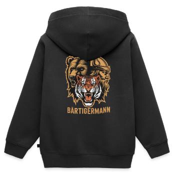 Bärtigermann alles in einem Wikinger - Kinder Premium Organic Zip Hoodie - Schwarz - Hinten - AI Model Kid Male (0cm)