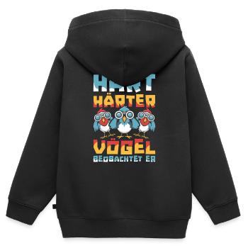 Ornithologues amateurs - Sweat Premium à capuche zippé enfant bio - noir - Dos - AI Model Kid Male (0cm)