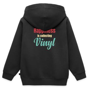 Vinyle sonne mieux collectionneur antiquité rustique - Sweat Premium à capuche zippé enfant bio - noir - Dos - AI Model Kid Male (0cm)