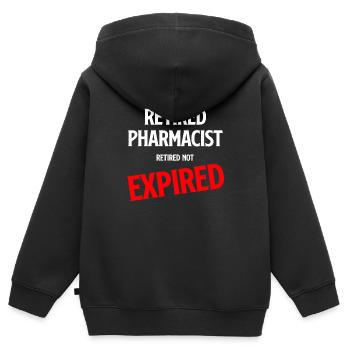 Pharmacien à la retraite, à la retraite, non - Sweat Premium à capuche zippé enfant bio - noir - Dos - AI Model Kid Male (0cm)