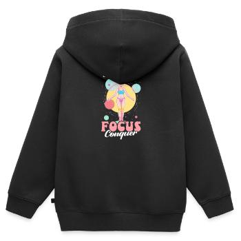 Gymnastik Gleichgewicht, Fokussieren, Erobern - Kinder Premium Organic Zip Hoodie - Schwarz - Hinten - AI Model Kid Male (0cm)