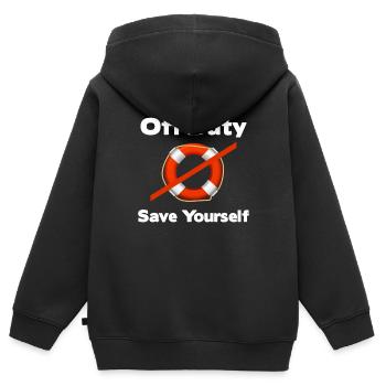 Off Duty Save Yourself Funny Lifeguards Island - Kinder Premium Organic Zip Hoodie - Schwarz - Hinten - AI Model Kid Male (0cm)