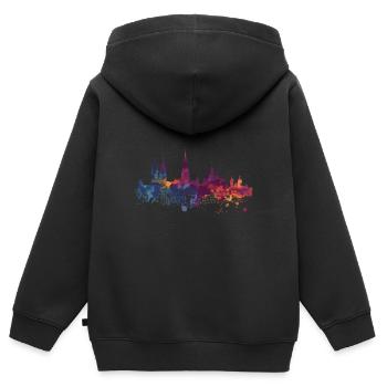 Ulm - Sweat Premium à capuche zippé enfant bio - noir - Dos - AI Model Kid Male (0cm)