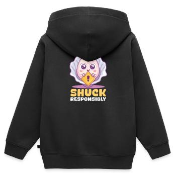 Écailler les huîtres de manière responsable - Sweat Premium à capuche zippé enfant bio - noir - Dos - AI Model Kid Male (0cm)