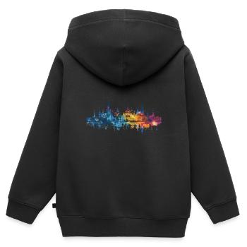 Voerde (Rhin inférieur) - Sweat Premium à capuche zippé enfant bio - noir - Dos - AI Model Kid Male (0cm)