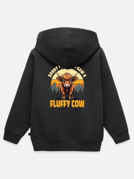 Schottisches Hochlandrind Highland Cow Hochlandkuh - Hoodie Premium med dragkedja barn ekologisk - svart