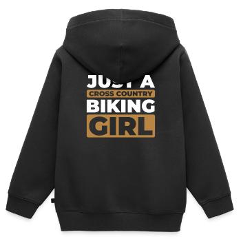 VTT cross-country - Sweat Premium à capuche zippé enfant bio - noir - Dos - AI Model Kid Male (0cm)
