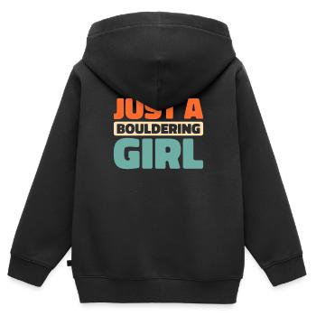 Bouldern Bouldering Bouldering Juste une fille de bloc - Sweat Premium à capuche zippé enfant bio - noir - Dos - AI Model Kid Male (0cm)