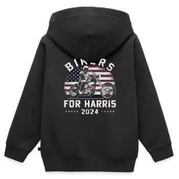 Bikers For Harris Kamala 2024 - Kinder Premium Organic Zip Hoodie - Schwarz - Hinten - AI Model Kid Male (0cm)