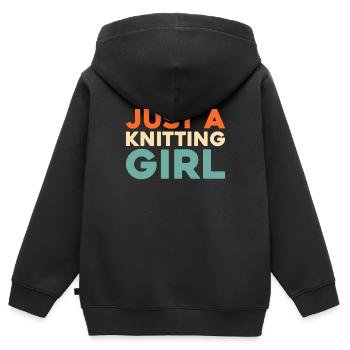 Frappée juste une fille de tricot - Sweat Premium à capuche zippé enfant bio - noir - Dos - AI Model Kid Male (0cm)