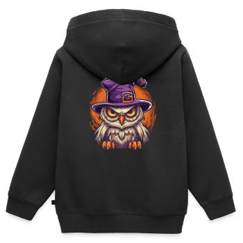 Costume de sorcière d’Halloween Balai de sorcière - Sweat Premium à capuche zippé enfant bio - noir - Dos - AI Model Kid Male (0cm)