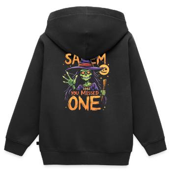 Costume de sorcière d’Halloween Balai de sorcière - Sweat Premium à capuche zippé enfant bio - noir - Dos - AI Model Kid Male (0cm)