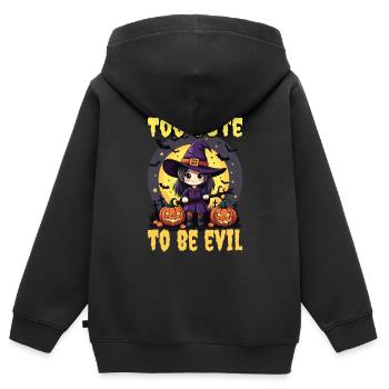 Costume de sorcière d’Halloween Balai de sorcière - Sweat Premium à capuche zippé enfant bio - noir - Dos - AI Model Kid Male (0cm)